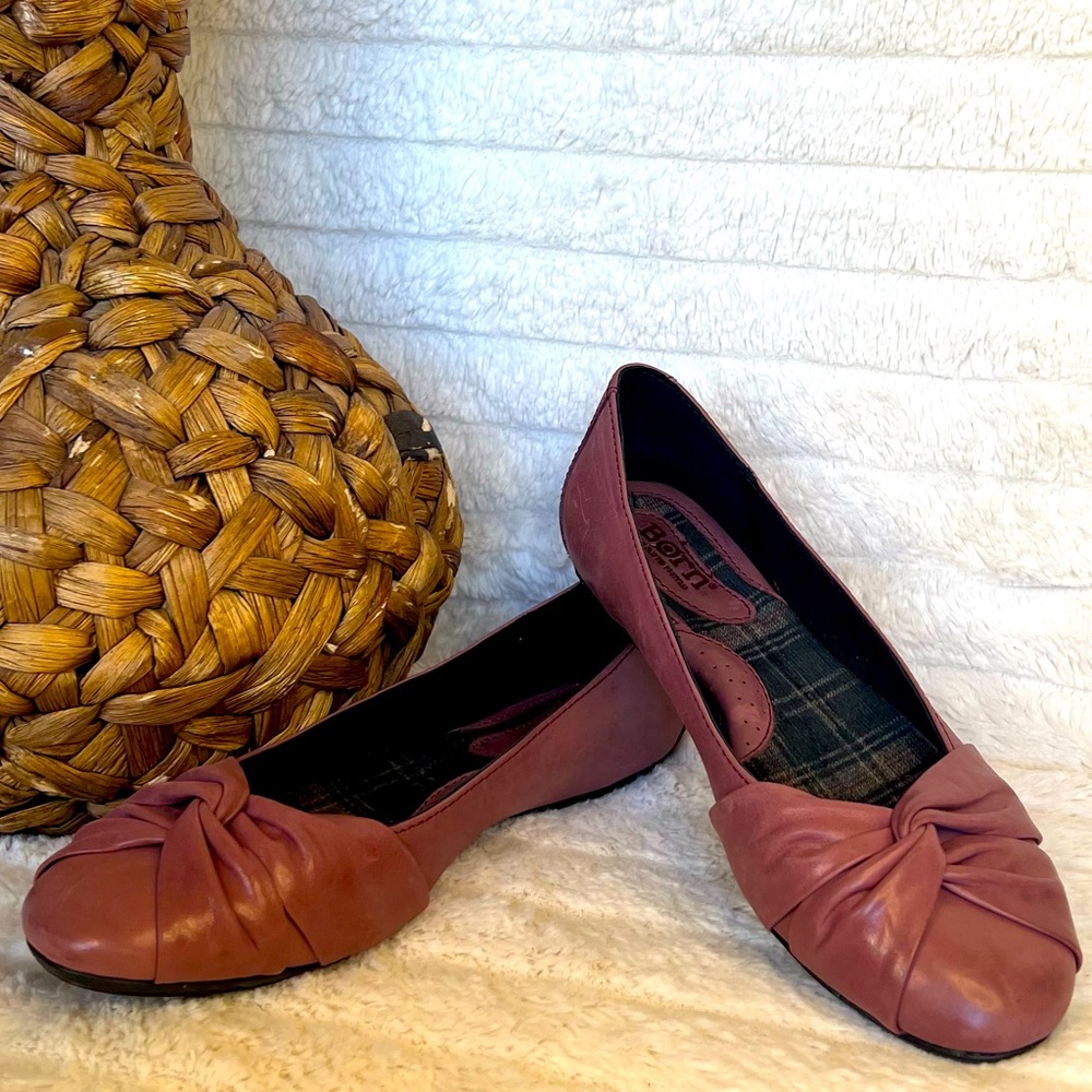 Born “Lilly” Red Leather Ballet Flats Size 8